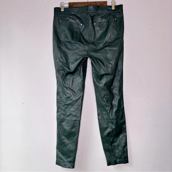 Lafayette 148 New York Spruce Green Mercer Skinny‎ Leg Leather Pants Size 8 - Picture 8 of 13